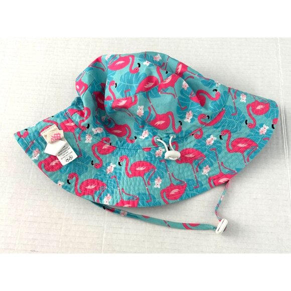 Flamingo Floral Print Bucket Hat Size Small Sun Beach Polyester UV Protection - Picture 5 of 9
